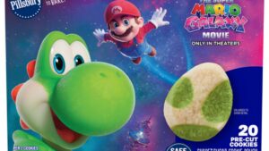 Yoshi aparece desde una caja de masa para galletas: vistazo a su diseño en la película de Mario galaxy