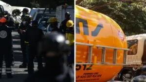 Video: hombre roba pipa de gasolina, choca con autos y lo detienen