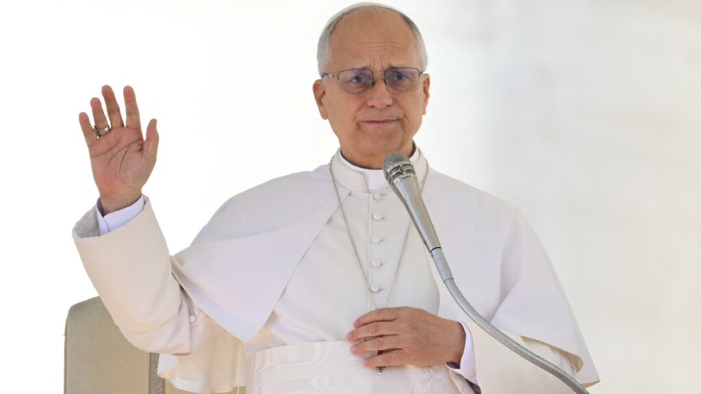 Papa León XIV en reunión con actores. Foto: AFP