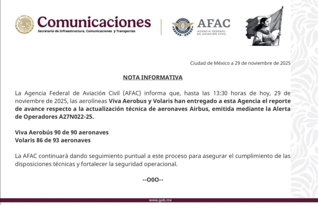 Volaris y Viva Aerobús informan operación estable durante actualización de Airbus