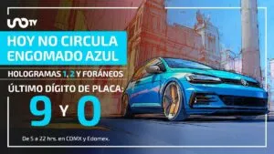 Engomado azul, placas 9-0, sin circulación este viernes 21 noviembre