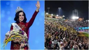 Celebran con estadio lleno en Tabasco por triunfo de Fátima Bosch en Miss Universo 2025