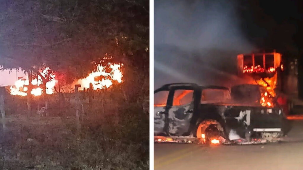 Encapuchados incendiaron autos confiscados mientras circulaban.