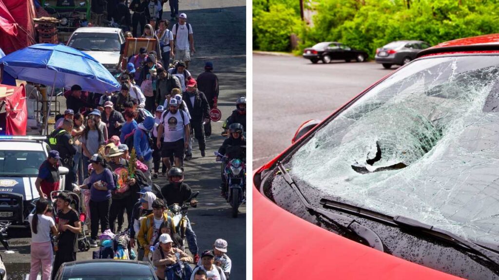 Peregrinos agreden auto rumbo a Basílica de Guadalupe