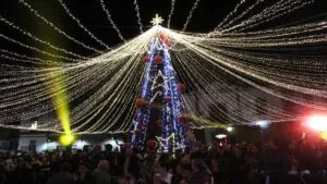 Protesta contra la muerte de la joven Ángeles Esquivel en Zitácuaro, acaba en incendio de árbol de Navidad municipal