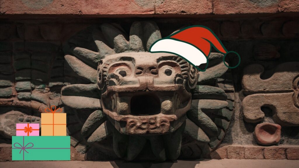 Quetzalcóatl dio regalos en-Navidad-en-lugar de Santa Claus en mexico