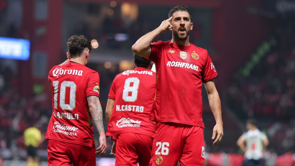 Toluca en festejo de gol