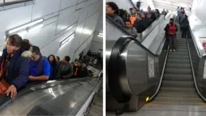 Fuerte caída masiva en escalera eléctrica del Metro CDMX: video