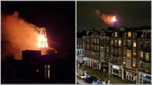 Se incendia campanario de la iglesia Vondelkerk de Ámsterdam, declarada patrimonio histórico