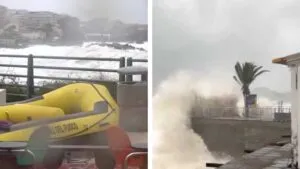 Imágenes muestran fuertes marejadas en Italia por efectos del ciclón Harry