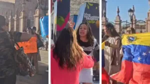 Se enfrentan venezolanos y mexicanos en manifestación en Aguascalientes tras captura de Maduro
