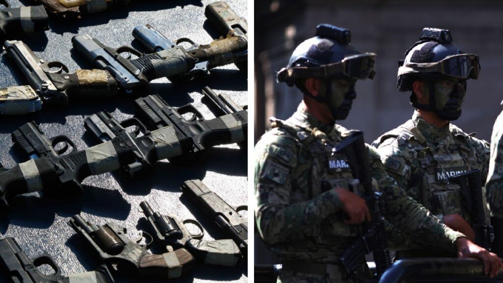 Autoridades aseguran cargamento de 50 armas abandonadas. Foto: Cuartoscuro