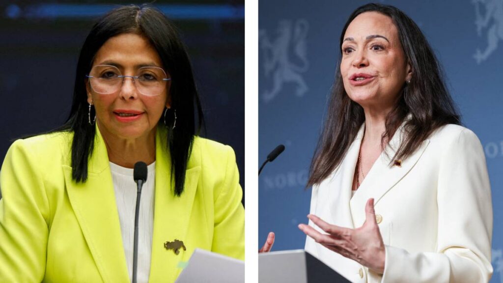 Delcy Rodríguez y María Corina Machado.