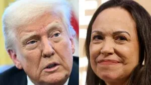 Machado dice que cuentan con Trump y le “presenta” su Nobel por Venezuela