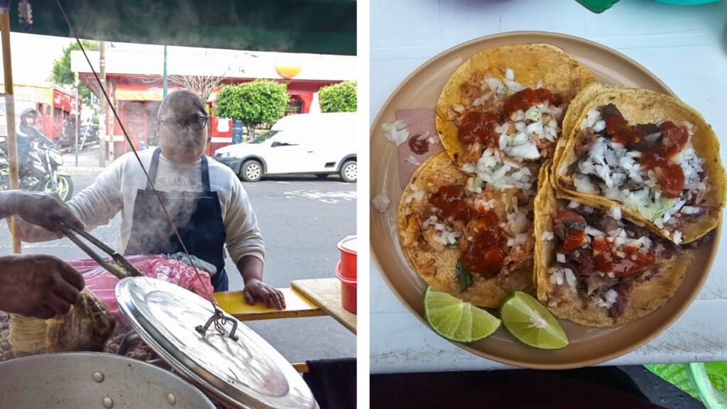 Así se ven unos tacos de birria y cabeza en “El Mañanero”