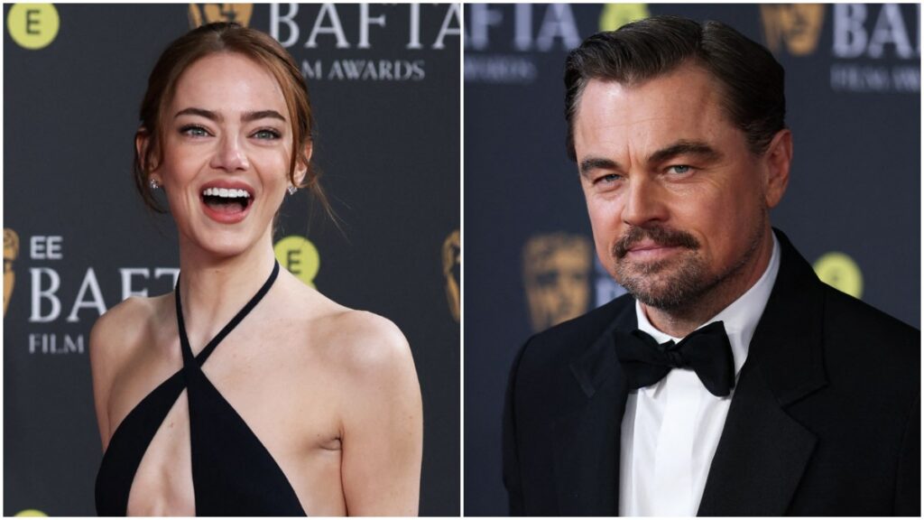 Emma Stone y Di Caprio en la alfombra roja de los BAFTA 2026.