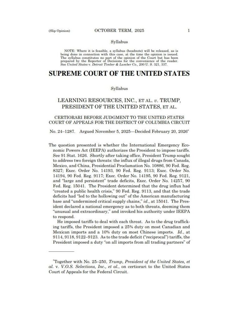 Corte Suprema anula la imposición de aranceles de Donald Trump