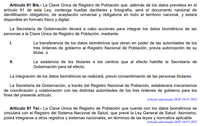 Captura de pantalla: Ley General de Población