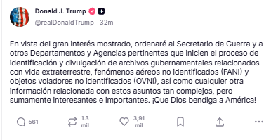 Captura de pantalla. Foto: Truthsocial