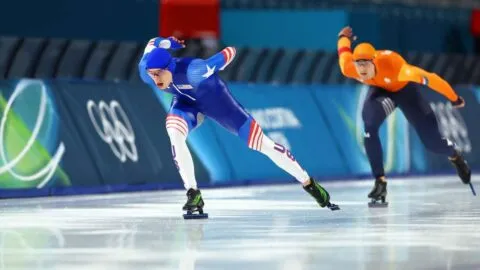 Oro y récord olímpico para Jordan Stolz en el patinaje de velocidad 1,000 metros