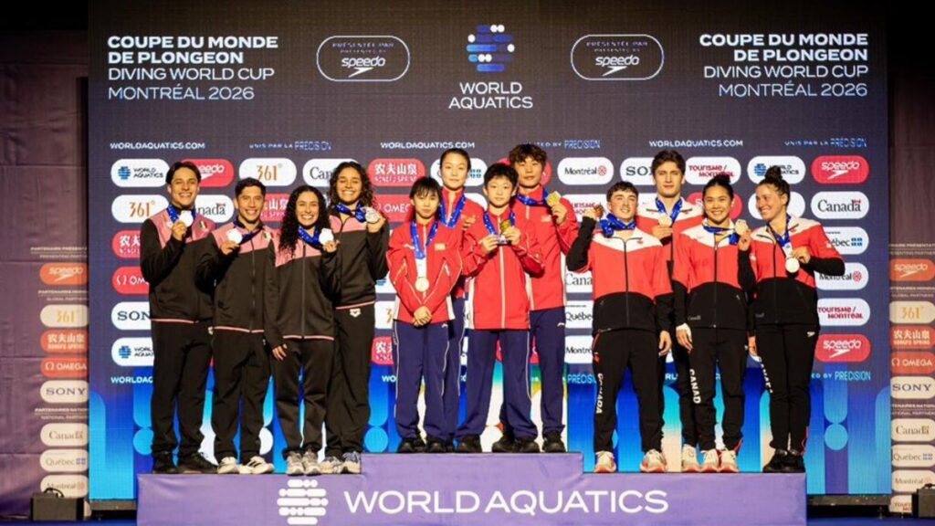 México al podio: gana plata en la final de equipo mixto de la Copa del Mundo de Clavados Montreal 2026