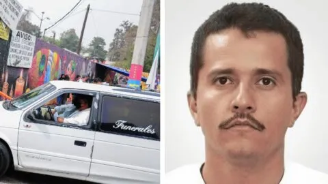 Carroza llega al Centro Federal Pericial Forense en CDMX, donde se encuentra el cuerpo del "Mencho"