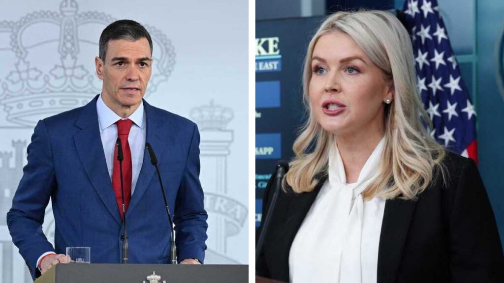 Pedro Sánchez, presidente de España y Karoline Leavitt de la Casa Blanca