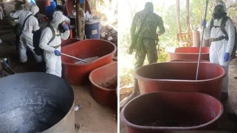 Desmantelan narcolaboratorio y aseguran 300 kilos de metanfetamina en Guerrero