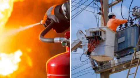Video: trabajador queda suspendido en el aire mientras se incendia camión grúa en Luisiana, EE. UU.