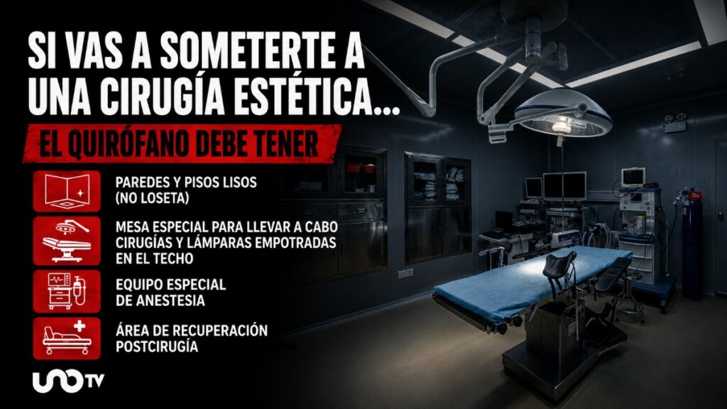 Cirugía estética: 5 puntos para revisar antes de operarte Infografía Licencia sanitaria Debe autorizar actos quirúrgicos y estar visible. Cirujano plástico El médico debe tener especialidad en cirugía plástica. Título profesional El título del médico debe estar a la vista. Personal acreditado El equipo de salud debe comprobar su preparación profesional. Certificación vigente El cirujano debe contar con certificados o recertificación de especialidad.
