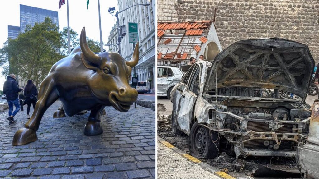 Un vehículo explotó frente a las oficinas de la MTA, cerca del Charging Bull en Manhattan. El FDNY controló el incendio tras 90 minutos.
