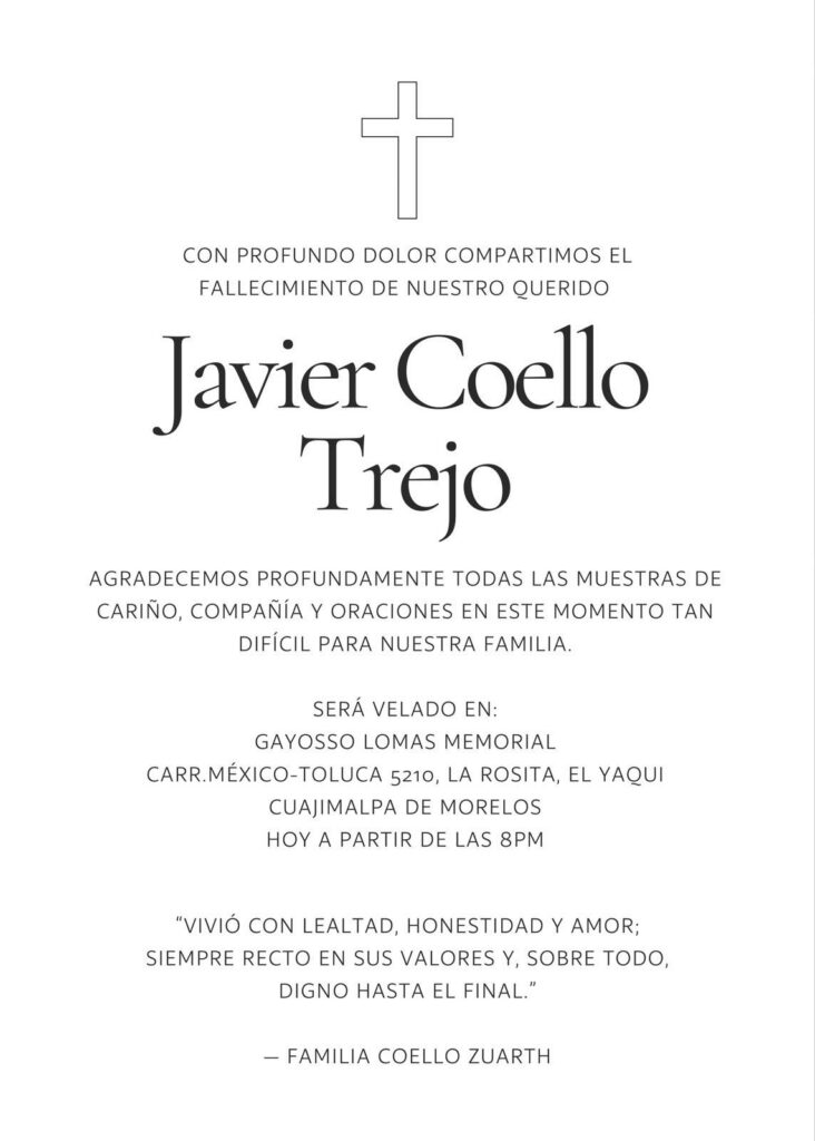 Muere el abogado Javier Coello a los 77 años