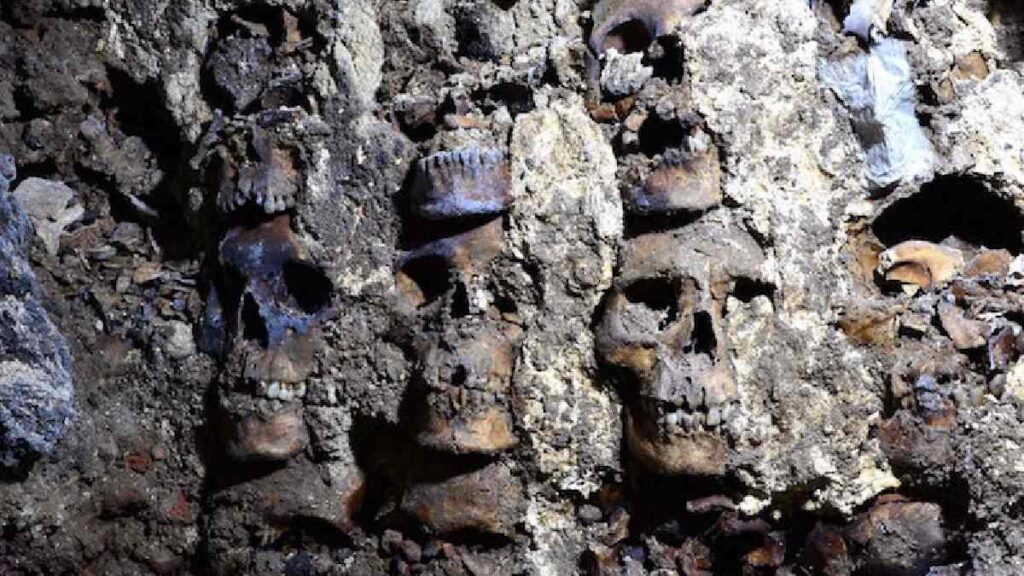 Huei Tzompantli: el muro de cráneos debajo del Museo del Cacao y Chocolate criticado por Isabel Ayuso.