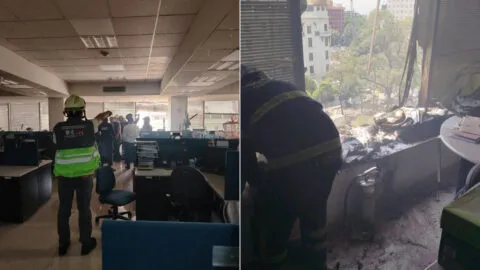 Conato de incendio en Torre del Bienestar moviliza a bomberos