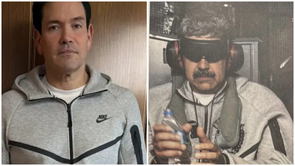 Marco Rubio y Nicolás Maduro usando el mismo outfit