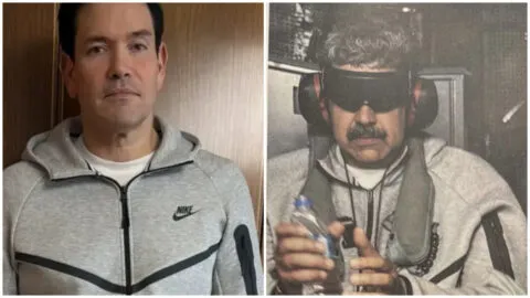 Marco Rubio posa en el Air Force One con la misma ropa deportiva que usaba Maduro tras su captura