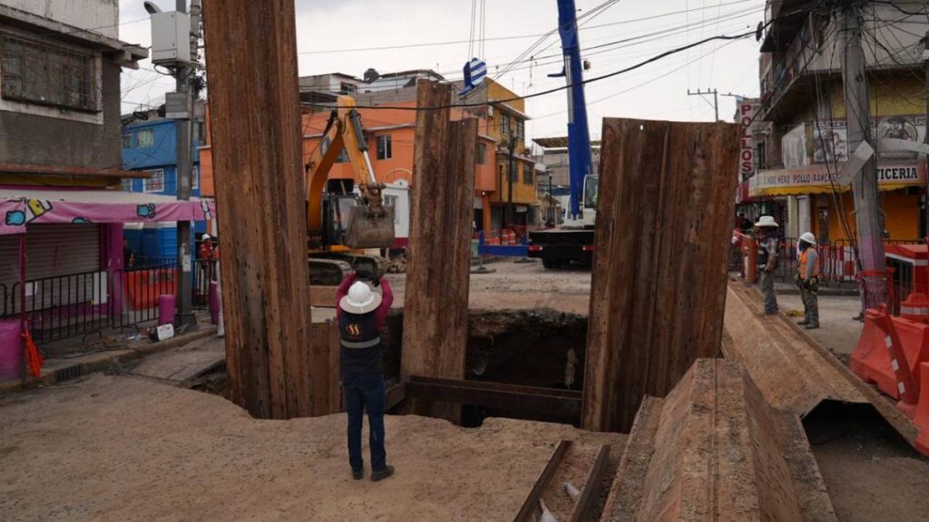 Estructuras metálicas usadas en el socavón.