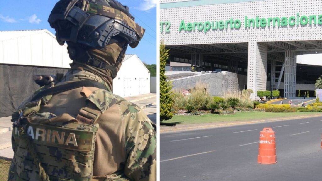 Incidente en el AICM deja lesionados de Semar. Foto: Cuartoscruo
