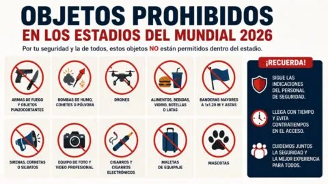 FIFA revela lista de objetos prohibidos para entrar a los estadios del Mundial 2026 en México