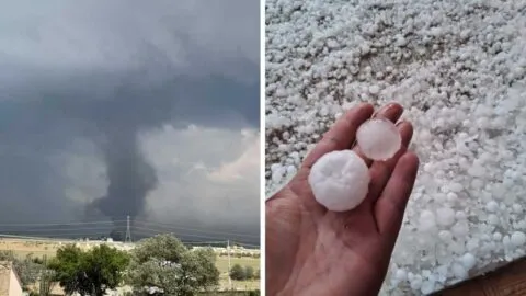 Video muestra impactante remolino y granizada en Cuyoaco, Puebla