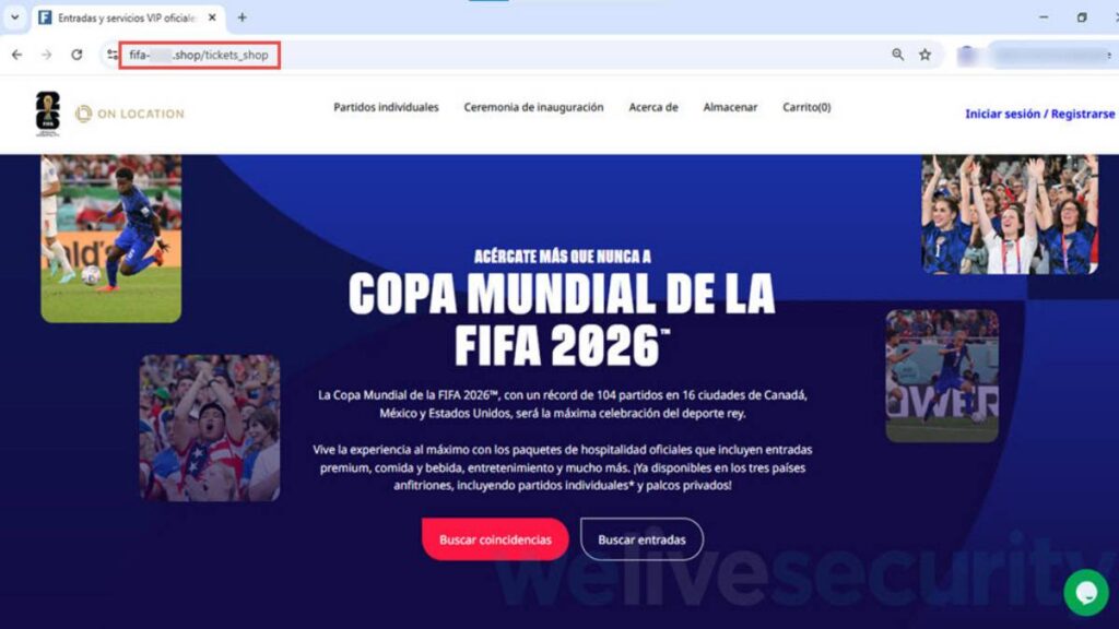 Sitio falso FIFA Mundial 2026