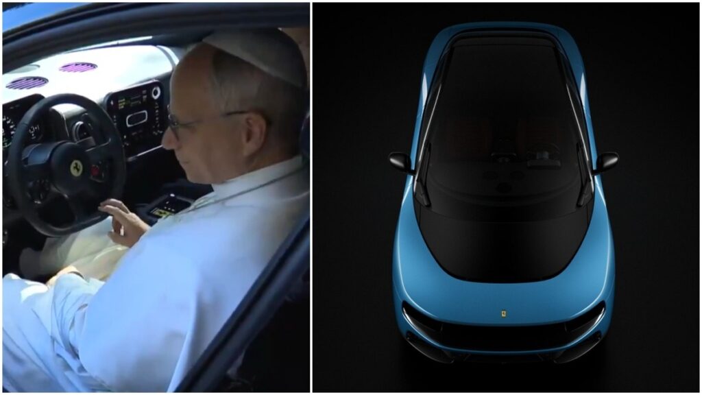 El Papa León XVI conoció las características del primer Ferrari eléctrico