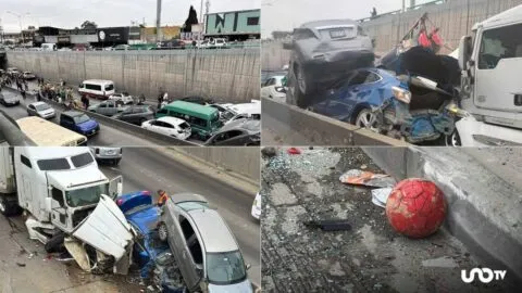 Brutal carambola en Tijuana: camión impacta 30 autos y deja al menos 26 heridos