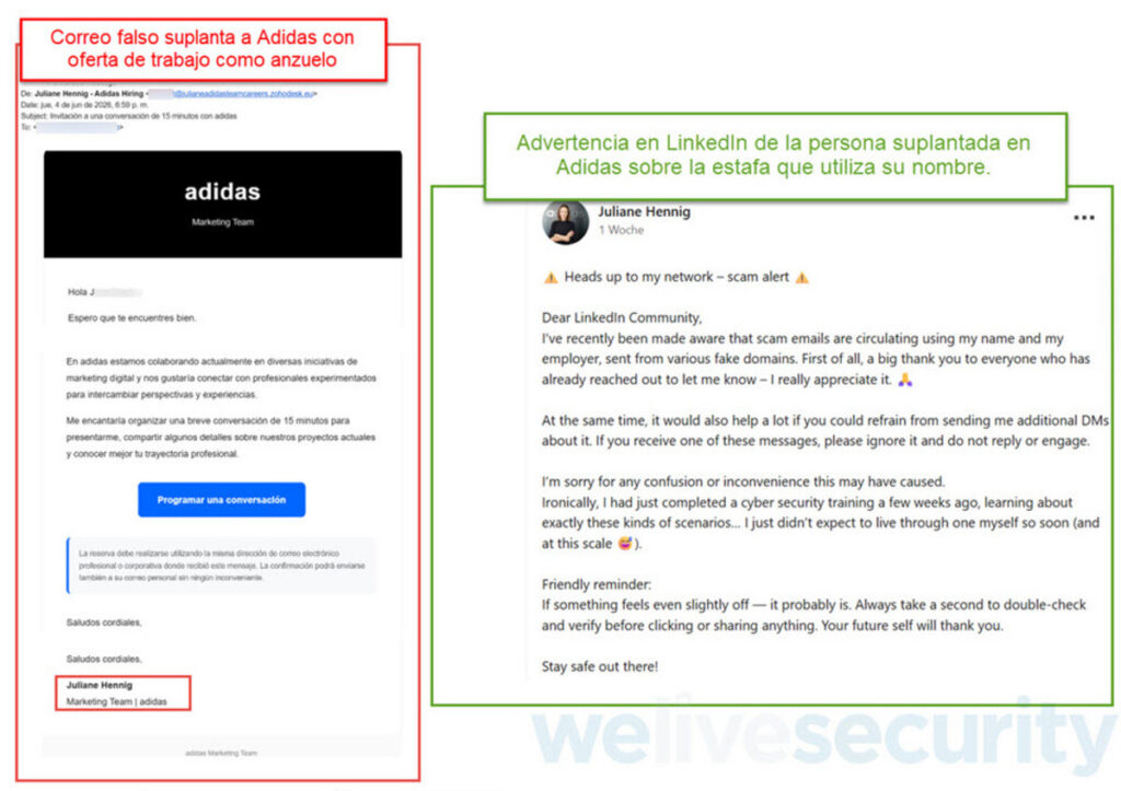 Una trabajadora de Adidas denunció que suplantaron su identidad