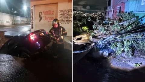 Caos por lluvias en CDMX: bomberos atienden inundaciones, árboles caídos y un auto en un socavón