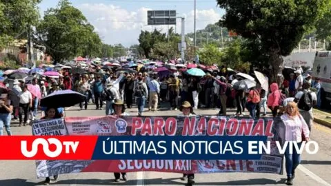 Maestros de la CNTE vandalizan Torre del Bienestar en Reforma; sigue el minuto a minuto de la marcha