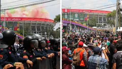 Se enfrentan policías y encapuchados cerca del Estadio Ciudad de México