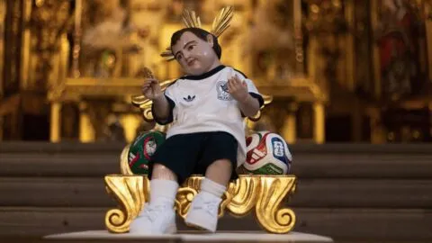 El “Niño futbolista” reúne a fans del Mundial en la Catedral de la CDMX; le piden por el triunfo de su selección