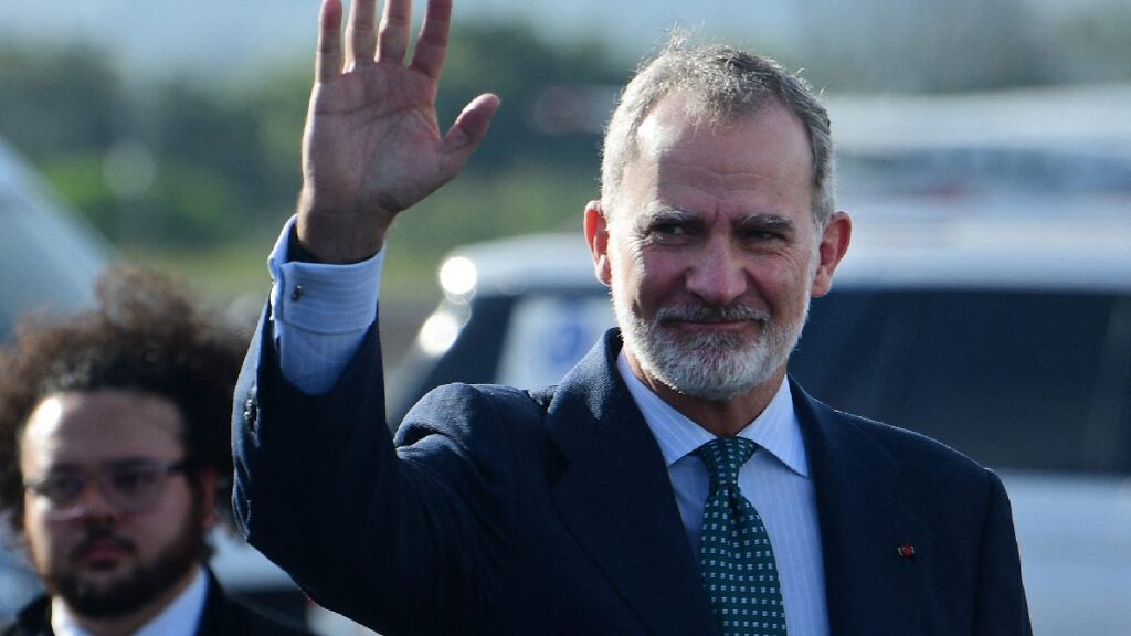 Rey Felipe VI y Claudia Sheinbaum un día antes del partido entre España y Uruguay.