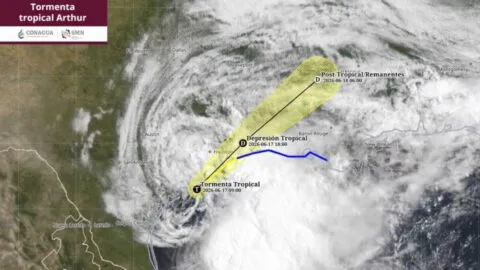 Tormenta tropical Arthur se forma en el Golfo de México; Conagua vigila posibles afectaciones